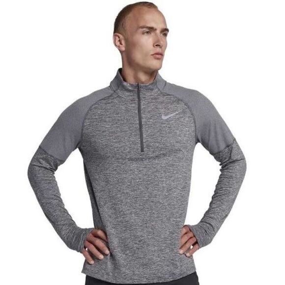 Nike Dri-Fit Element 2.0 1/4 Zip Reflective Running Shirt Gray Mens Size Small - Picture 1 of 13